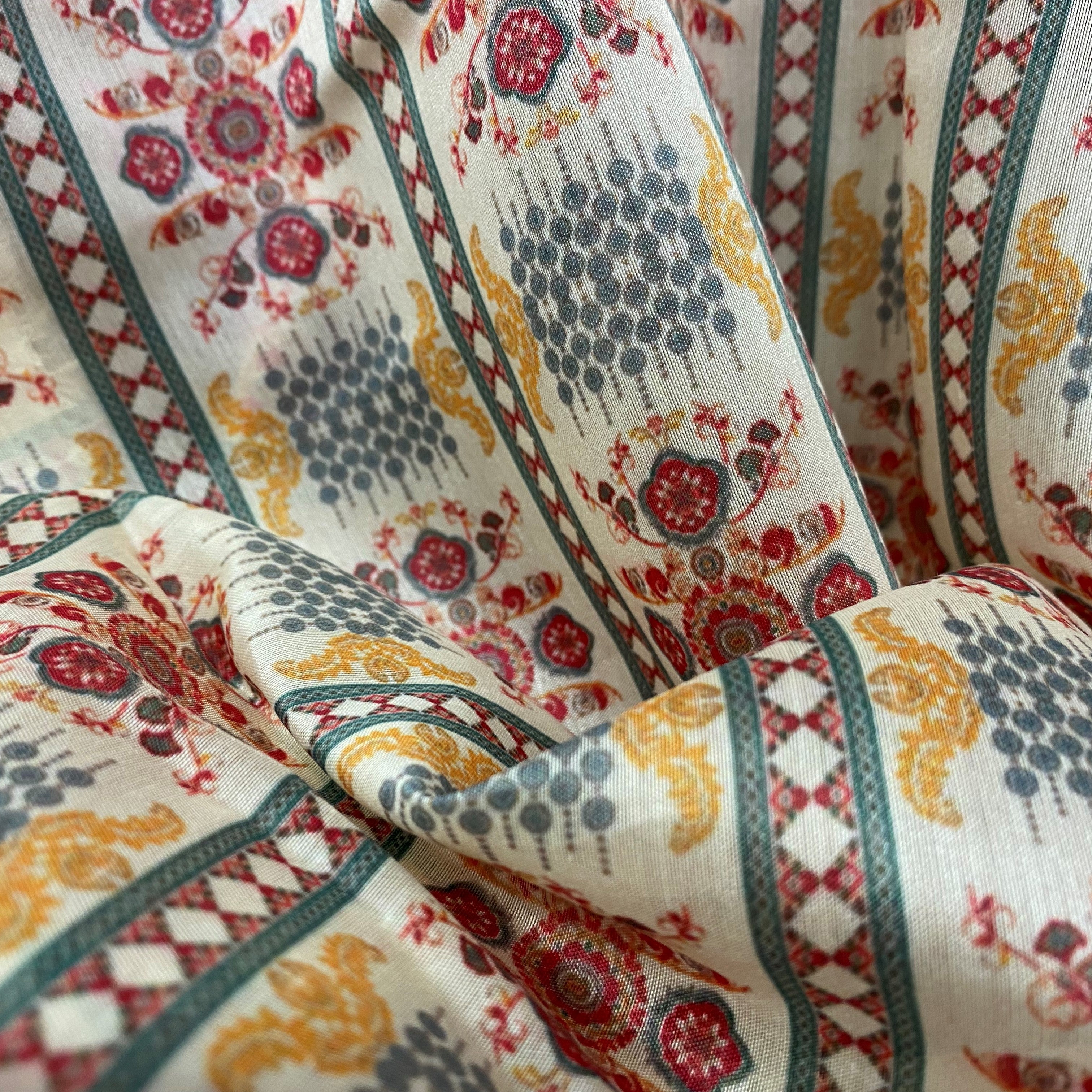 Royal sequence print on Italian chanderi per meter