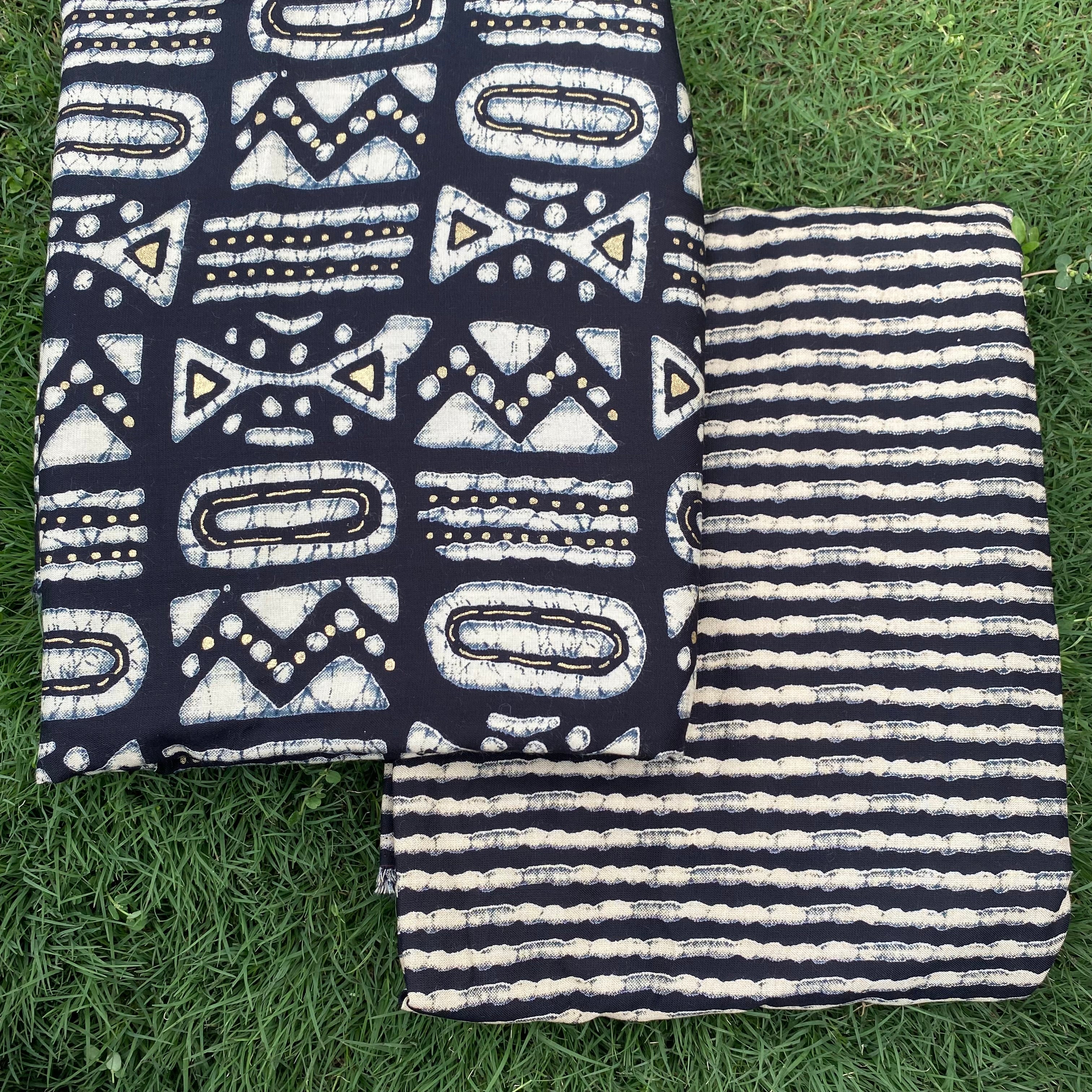 Cotton top bottom set in black with foil print per meter price