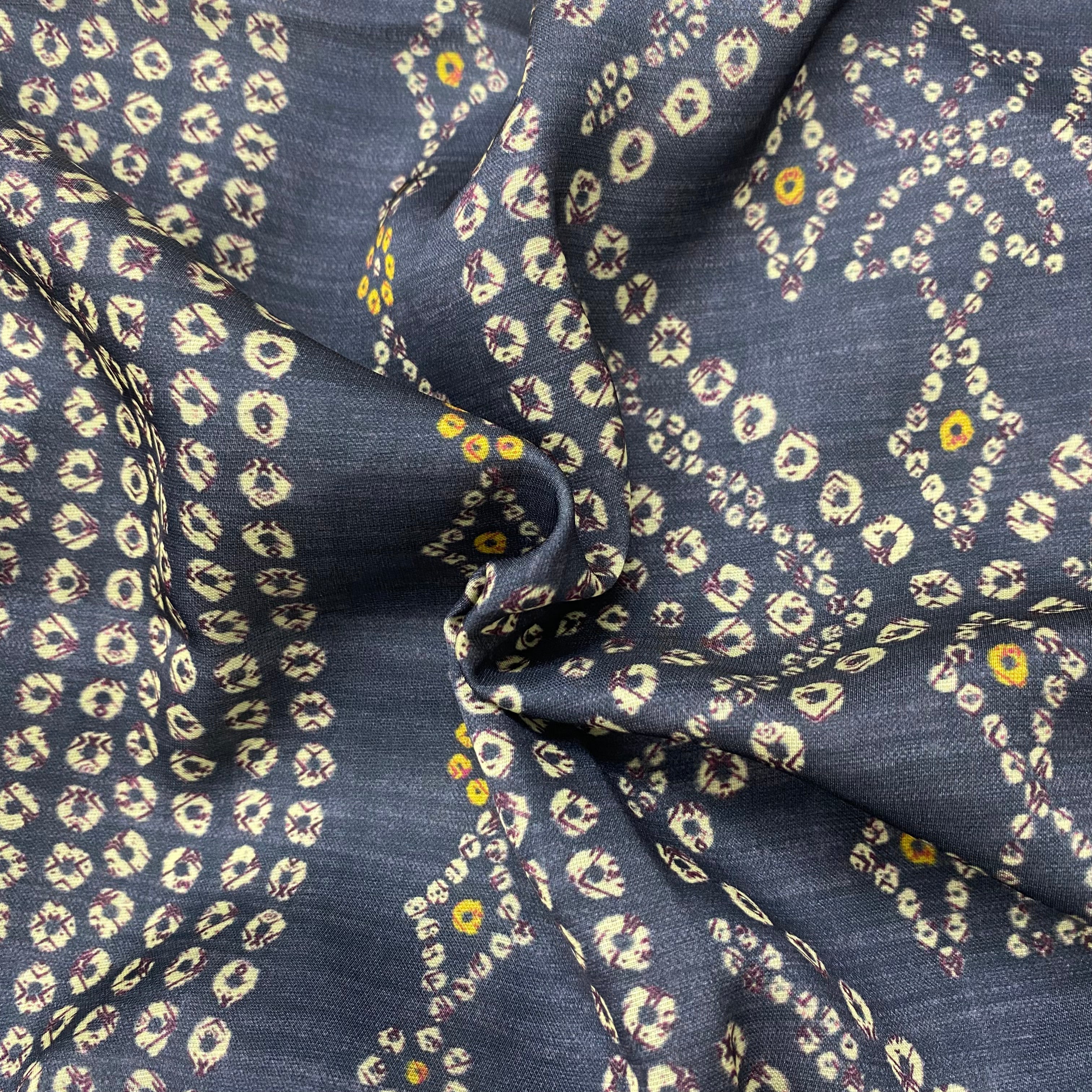 1.25 Meter - Linen satin bandhani cut piece