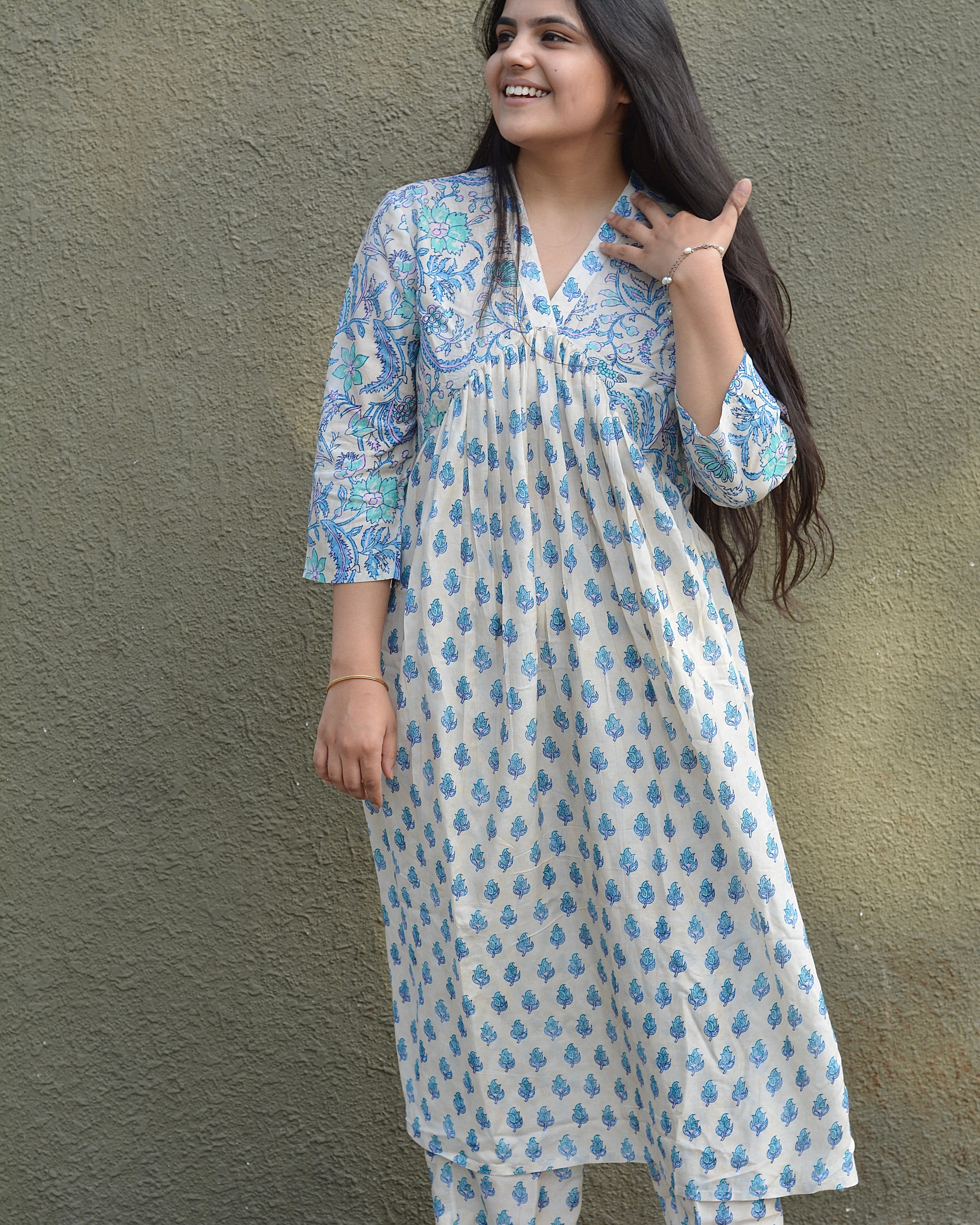 Alia cut pure muslin suit set - set of 2 - indiefabstore