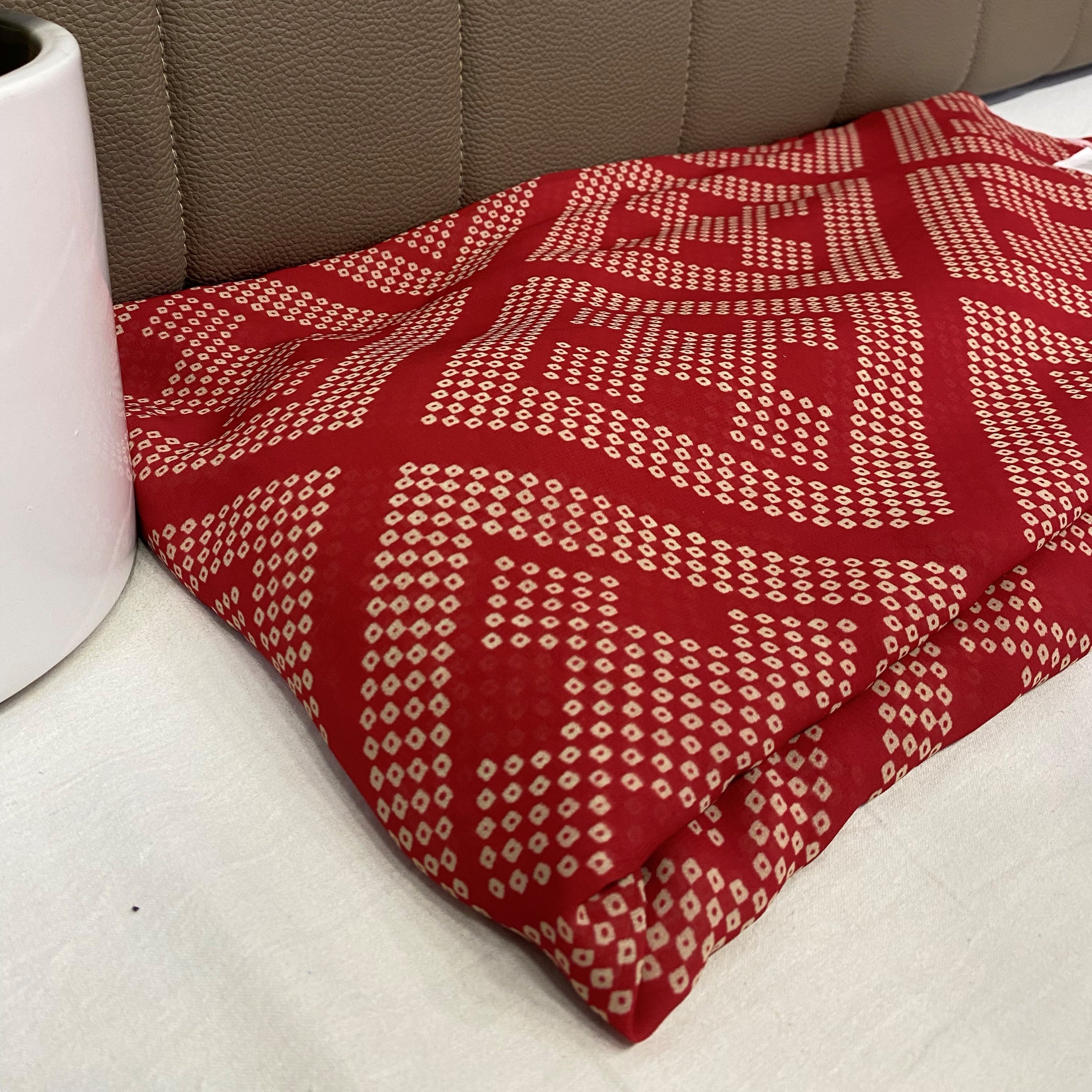 All Over Bandhani Print Georgette Fabric per meter - indiefabstore