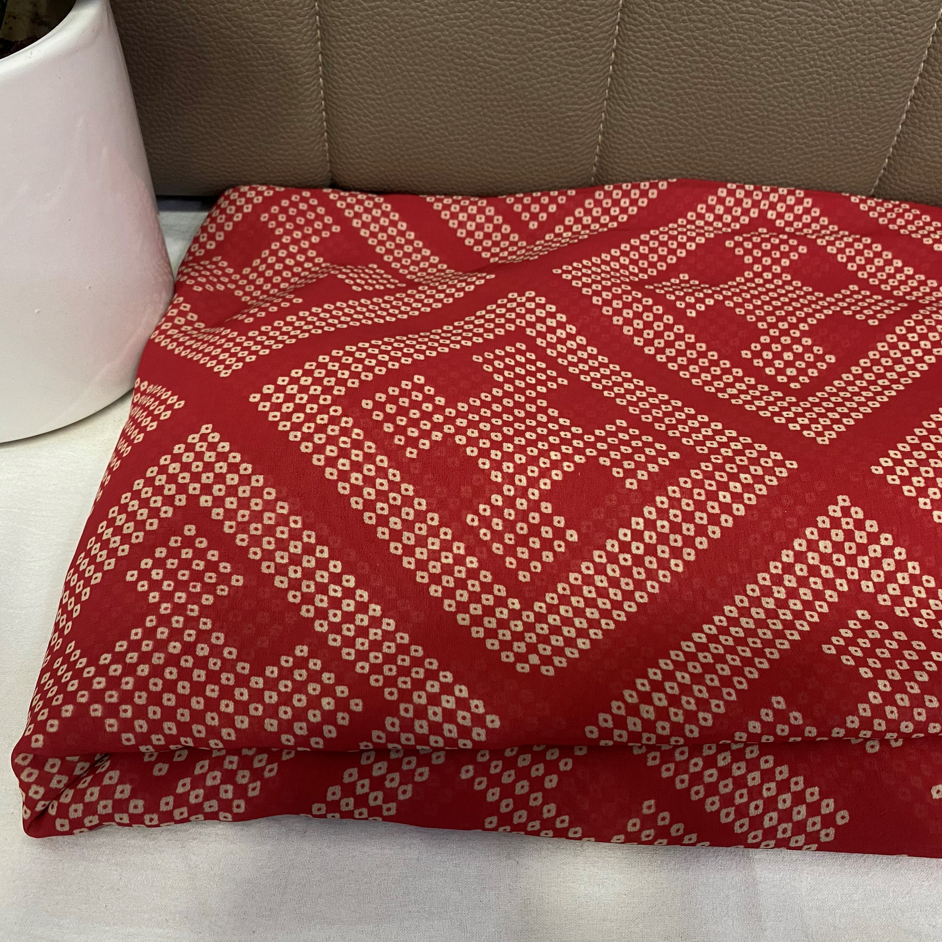 All Over Bandhani Print Georgette Fabric per meter - indiefabstore