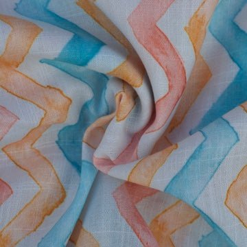 Best seller : Stripes print with white booti on cotton linen per meter - indiefabstore