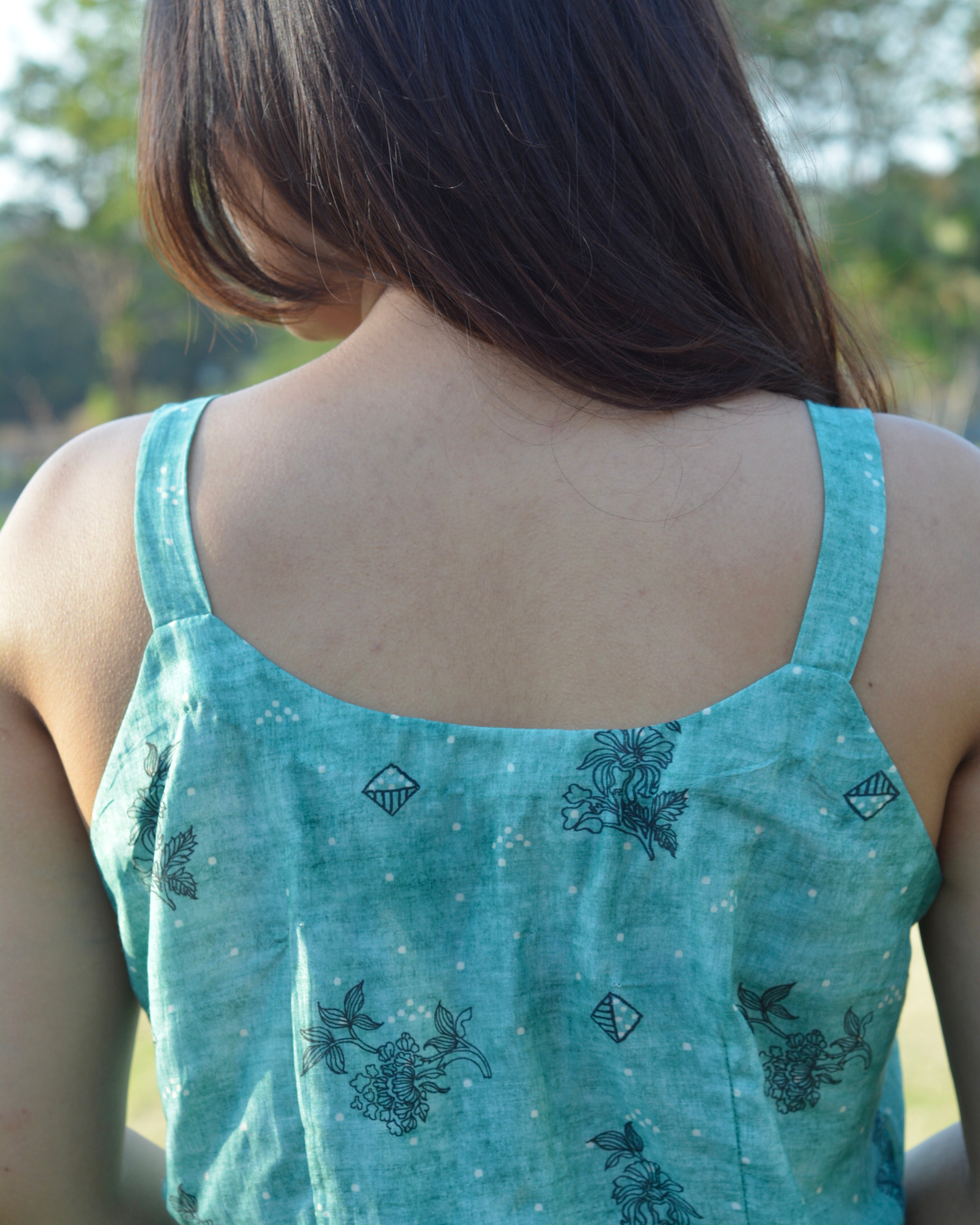 Breezy pure muslin contrast cord set in Green - Set of 2 - indiefabstore