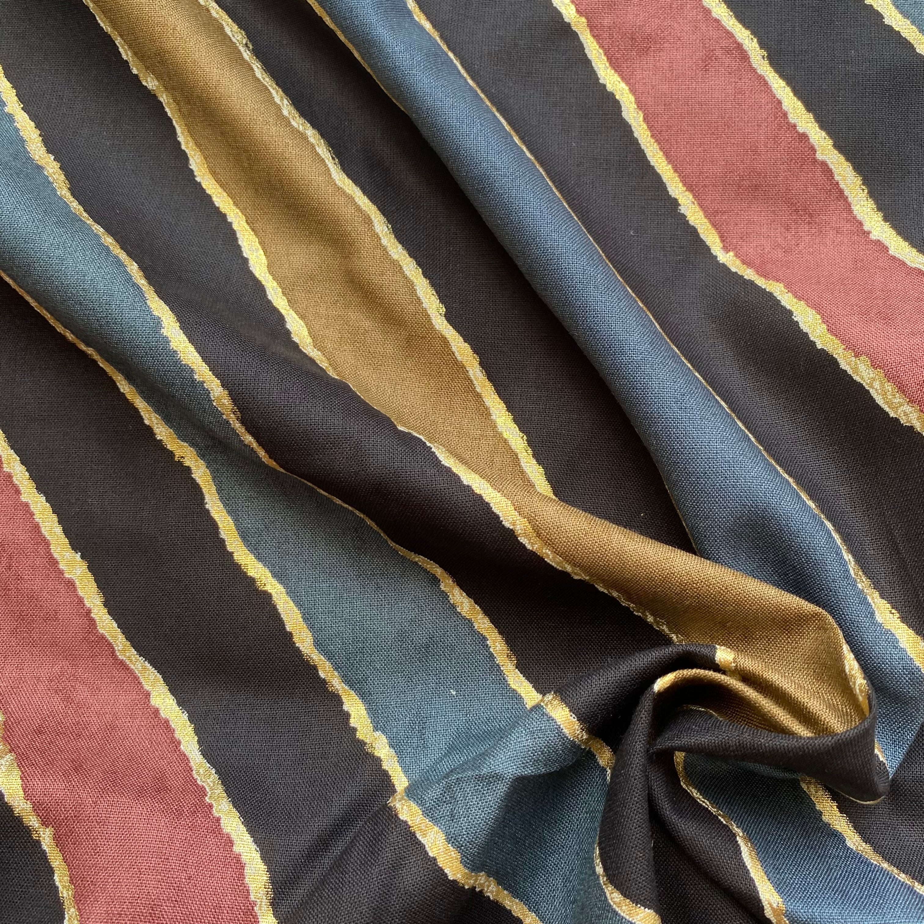 Leheriya print with foil on Rayon fabric per meter - indiefabstore