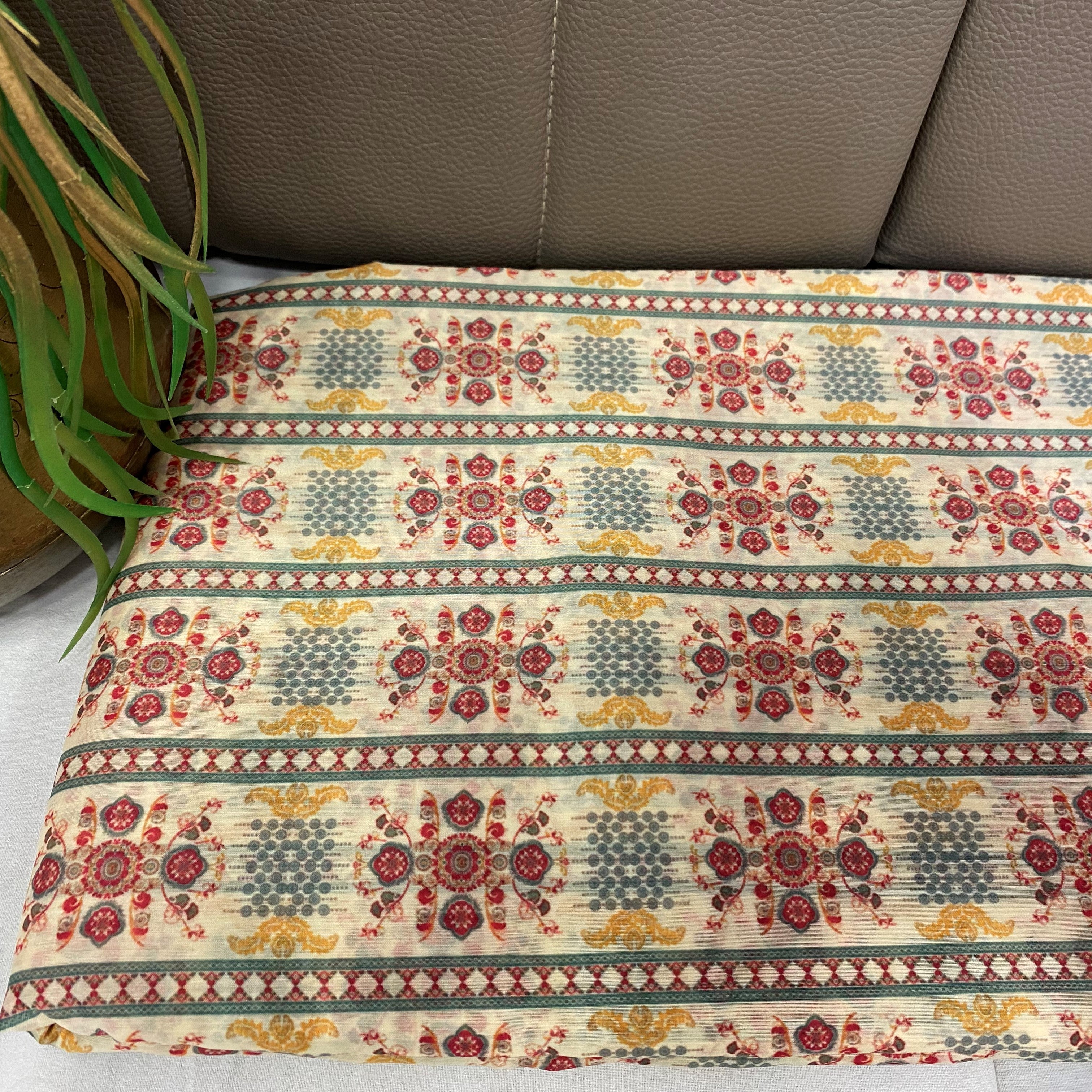 Royal sequence print on Italian chanderi per meter - indiefabstore