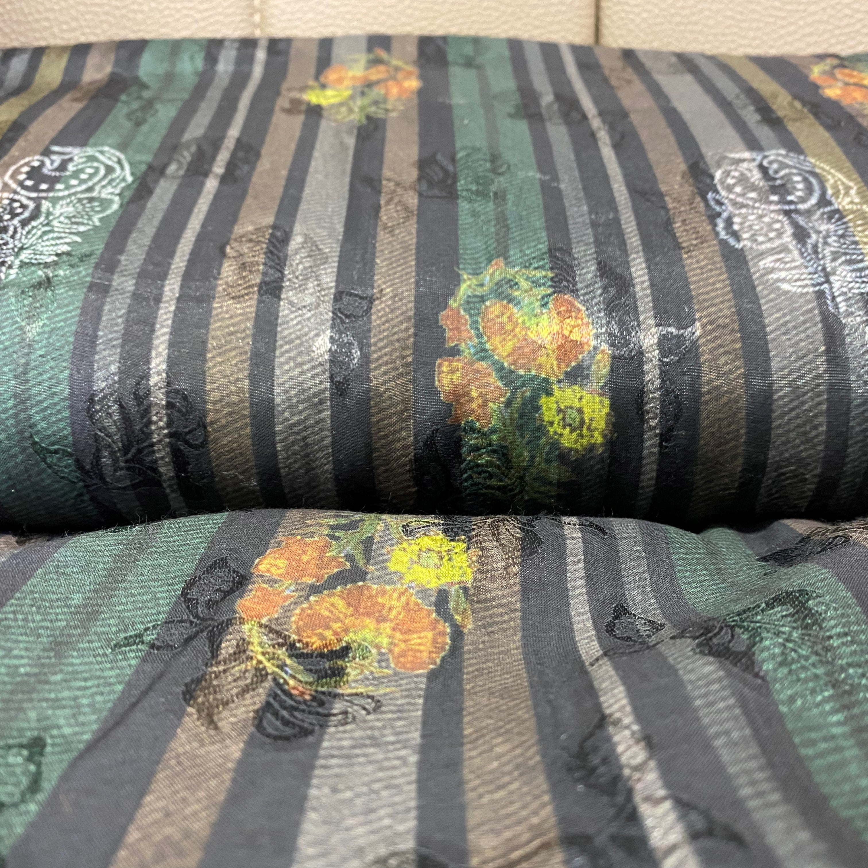 Stirpes and floral print on exclusive jacquard fabric per meter - indiefabstore