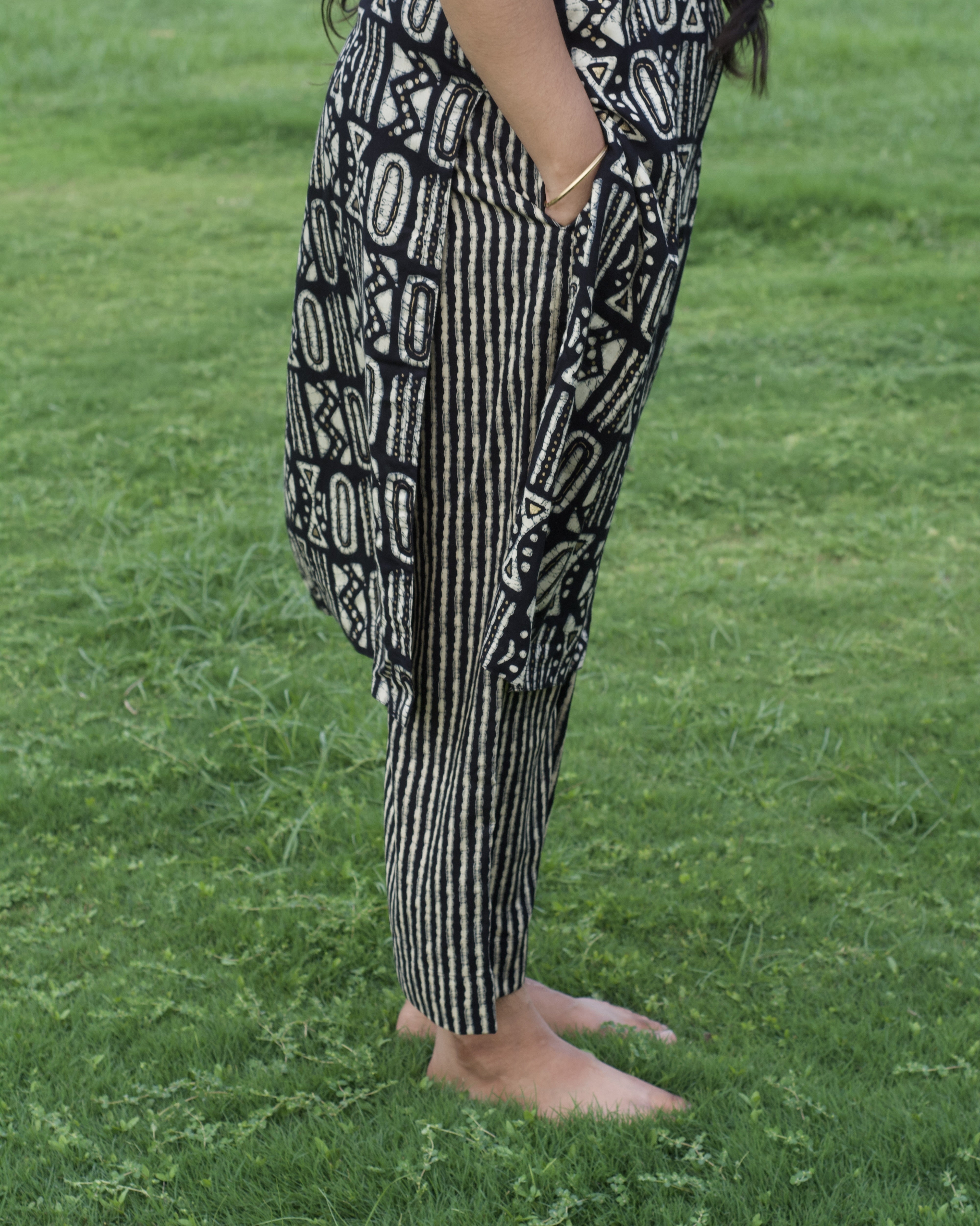 Stripes print cotton Pants - indiefabstore