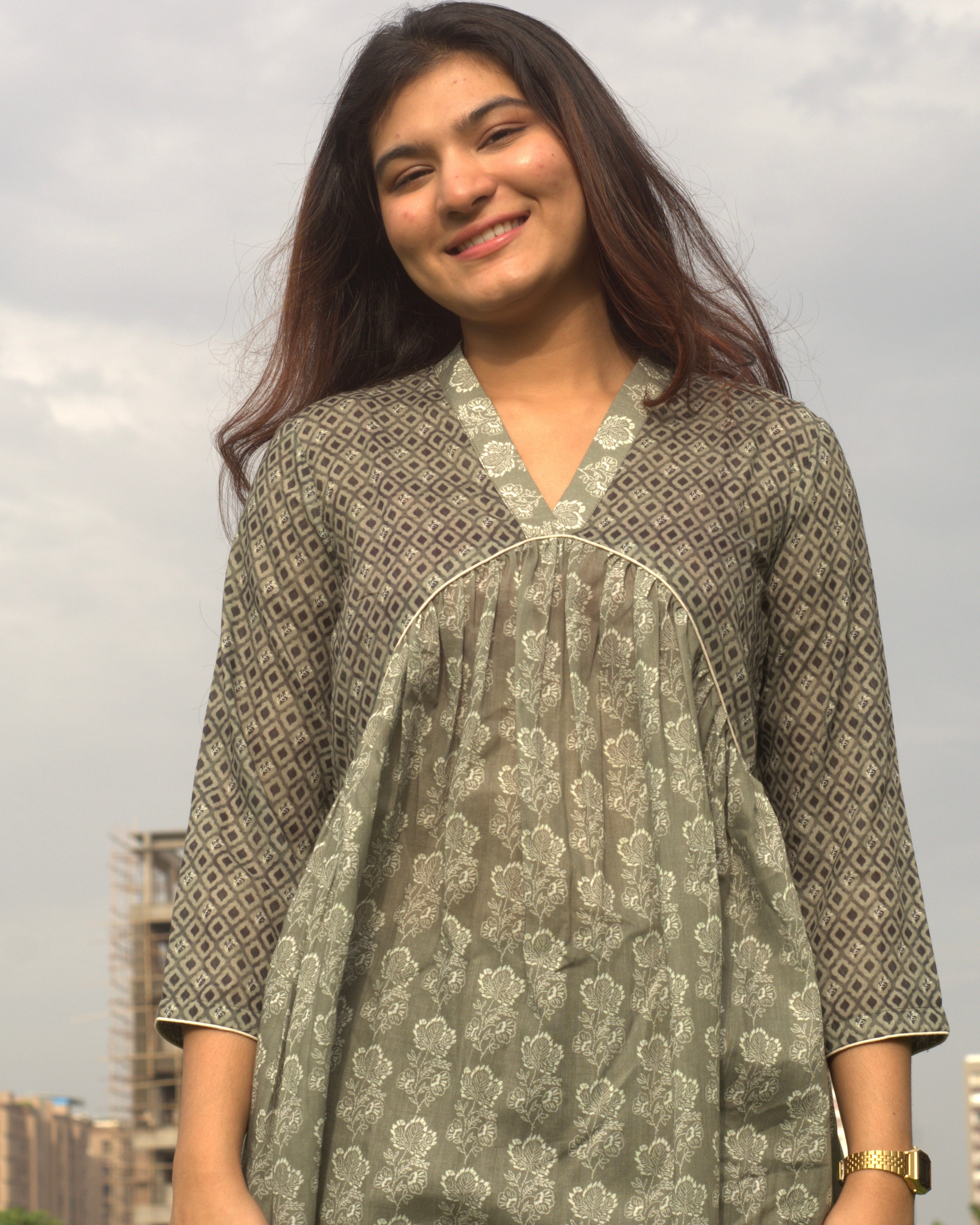 Summer print Alia cut mul cotton kurta - indiefabstore