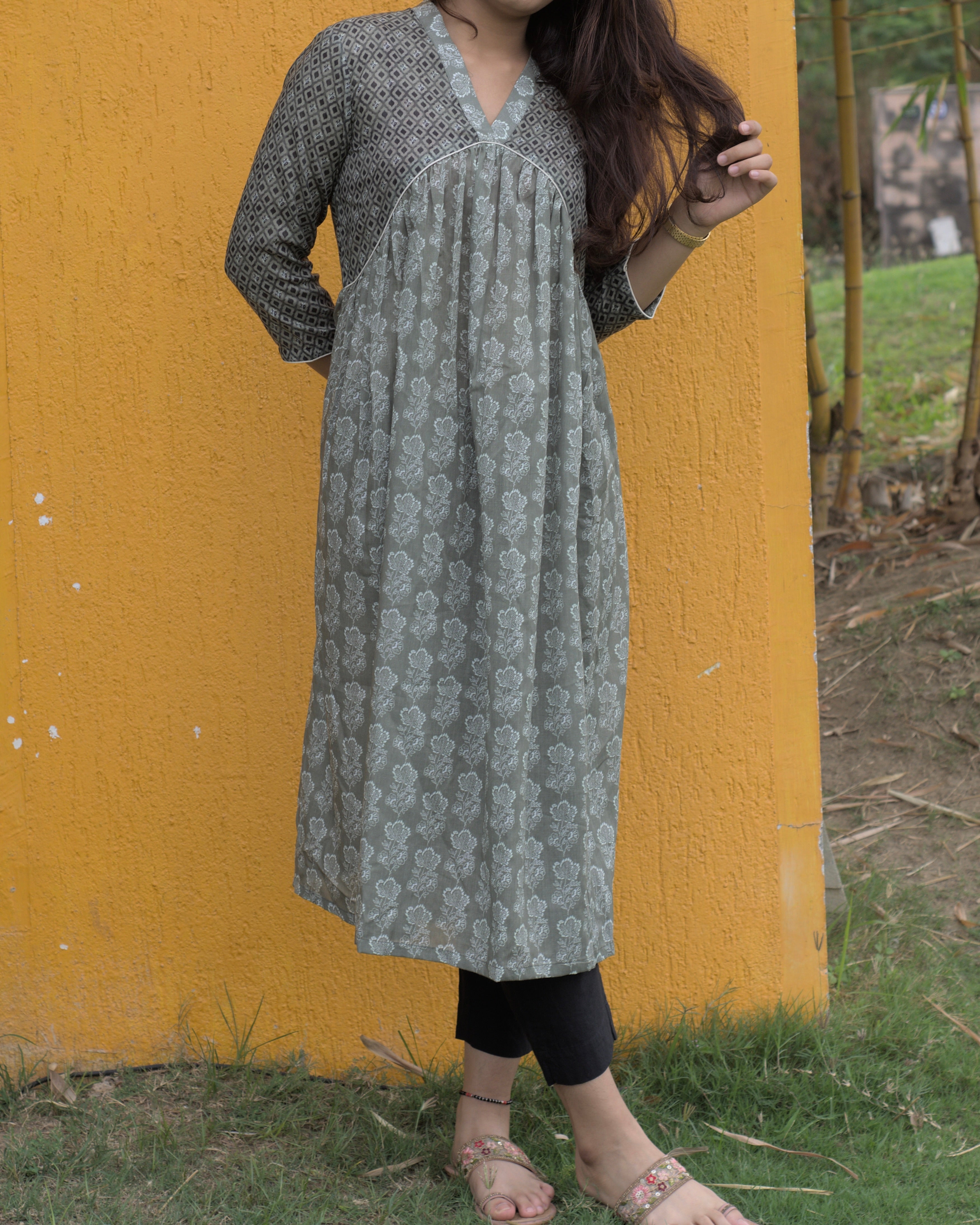 Summer print Alia cut mul cotton kurta - indiefabstore